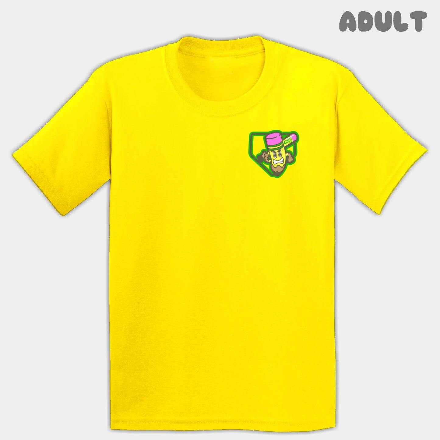 Yellow Pencils Mascots Adult Tee